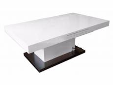 Table basse relevable extensible setup blanc brillant