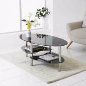 Table Basse Table de Salon Table à Thé Scandinave Forme Variable Style Contemporain Verre Laqué 3 Couches 90 x 45 x 43 cm - Noir