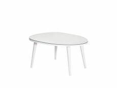 Table basse trépied ovale casina 55x75cm bois blanc