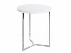 Table d'appoint en acier chromé et mdf blanc - diamètre 45 x hauteur 54 cm