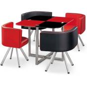 Table et chaises Mosaic 90 Rouge et Noir - Noir / Rouge