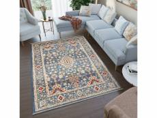 Tapiso tapis salon chambre rivoli classique bleu rouge beige floral coton 200x305 cm EE65B BLUE 2,00*3,05 RIVOLI FPH