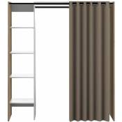 Temahome Boutique Officielle - Dressing room tom Natural Oak and Taupe Curtain one column 160 x 182 - chêne naturel et rideau taupe