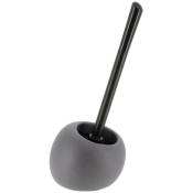 Tendance - brosse wc polyresine forme boule tige noire mat - gris