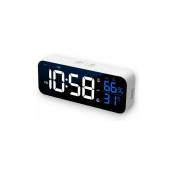 Tigrezy - Réveil numérique, réveil numérique led avec fonctions de contrôle de l'alarme/snooze/température/son Réveil numérique, miroir rechargeable