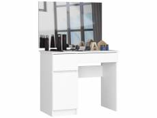 Tolio - coiffeuse style moderne chambre à coucher - 142x90x50 - 2 tiroirs+miroir - bureau - blanc