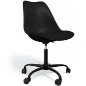Tulip Style - Chaise de bureau avec roulettes - Chaise de bureau pivotante - Structure noire Tulip Noir - Cuir végétalien, Métal, pp - Noir