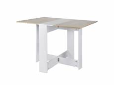 Une table pliable hombuy style scandinave couleur chêne et blanc 102.5 x 73 x 76 cm