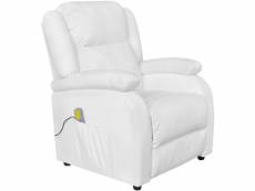 Vidaxl fauteuil de massage électrique cuir artificiel réglable blanc 242513