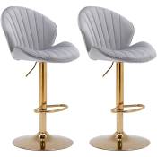 Wahson Office Chairs - Tabouret de Bar Lot de 2 Chaise de Bar Réglable Tabourets Hauts avec Dossier pour Bar Cuisine, Velour, Gris