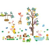 1 set hibou animaux stickers muraux jungle zoo arbre pépinière bébé enfants chambre sticker mural