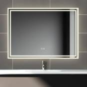 120x70cm Bluetooth led miroir salle de bain tricolore avec anti-buée - Biubiubath