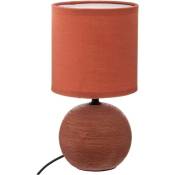 Atmosphera - Lampe boule céramique Rouge terracotta Striée