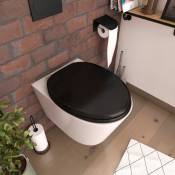Aurlane - Abattant pour wc Noir - en mdf et charnières en métal réglable - simple dark