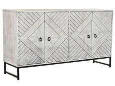 Buffet meuble de rangement en bois de manguier coloris blanc et métal noir - longueur 155 x hauteur 80 x profondeur 40 cm