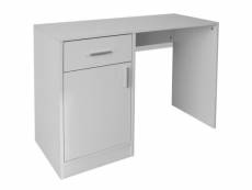 Bureau table meuble travail informatique avec tiroir et placard 100 cm blanc helloshop26 0502060
