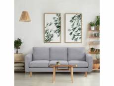 Canape - sofa - divan nolan canapé 3 places - tissu bleu clair - pieds bois naturel - l 199 x p 81,5 x h 85 cm