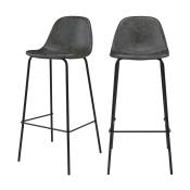 Chaise de bar 75 cm en cuir synthétique gris/noir
