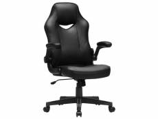Chaise de bureau fauteuil gamer siège ergonomique pivotant avec accoudoirs rabattables hauteur réglable et inclinaison libre charge 150 kg noir hellos