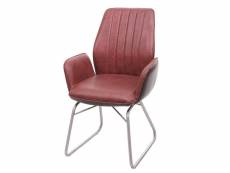 Chaise de salle à manger hwc-g73, fauteuil, basculant, semi-cuir, tissu, acier inox brossé ~ brun, aspect daim