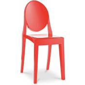 Chaise design polycarbonate transparent rouge Louiva
