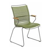 Chaise en métal et plastique vert olive avec grand dossier CLICK - Houe