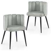 Deco In Paris - Lot de 2 chaises design en velours gris debby - gris