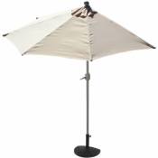 Demi parasol semi-circulaire balcon terrasse uv 50+ polyester/aluminium 3kg avec une portée de 270 cm crème avec support