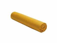 Drap housse 100% percale de coton lavé 80 fils couleur jaune,taille 200 x 200 cm PD10803-200