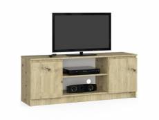 Dusk - meuble tv style moderne salon - 140x55x40 - 2 portes+2 tablettes - multimédia - chêne