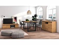 Ensemble de meubles de salon - table 170 bicolore pieds u 8 convives - meuble tv 160 - crédence-buffet 140 - chêne et noir - style industriel 1089_891