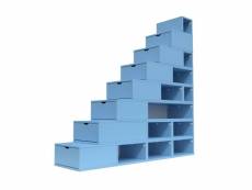 Escalier cube de rangement hauteur 200 cm bleu pastel
