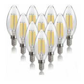 Groofoo - Lot de 10 ampoules led C35 à filament 220 V/240 v 4 w Edison (C35 E14)