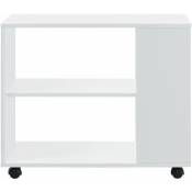 Helloshop26 - Table basse rectangulaire à roulettes pour salon meuble stylé avec étagère de stockage 60 x 70 x 35 cm blanc - Blanc