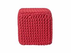 Homescapes pouf repose-pieds en tricot - cube rouge