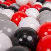 Kiddymoon - 200 ∅ 7Cm Balles Colorées Plastique Pour Piscine Enfant Bébé Fabriqué En eu, Gris/Blanc/Rouge/Noir - gris/blanc/rouge/noir