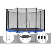 Kit trampoline Jardideco Cronos ø 3,66 m Bleu + Echelle + Bâche de protection + Kit d'ancrage