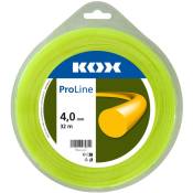 KOX - ProLine Fil rond pour débroussailleuse 4,0 mm de diamètre, 32 m de longueur - Jaune fluo