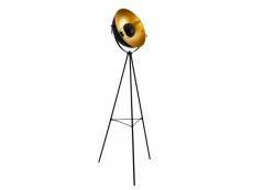Lampadaire trépied moderne lampe sur pied design e27 métal hauteur 158 cm noir laiton helloshop26 03_0005253