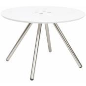 Leitmotiv - Table basse ronde Sliced - 4 pieds chromés - Diamètre 60 Hauteur 40cm - Blanc