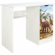 Leomark - Bureau blanc avec étagère Roma /motif Dinosaures/