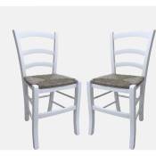 Lot de 2 chaises classiques en bois, pour salle à manger, cuisine ou salon, Made in Italy, cm 46x42h87, Couleur Blanc, avec emballage renforcé - Dmora