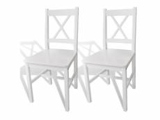 Lot de 2 chaises de salle à manger classique en bois blanc helloshop26 1902057