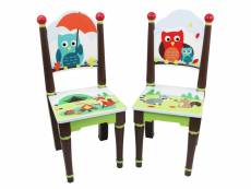 Lot de 2 chaises en bois pour chambre enfant bébé mixte fantasy fields td-11740a