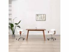 Lot de chaises pivotantes à dîner 2pcs blanc bois courbé et similicuir - blanc - 51,5 x 49,5 x 115,5 cm