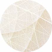 Papier peint panoramique rond adhésif feuilles - ø 70 cm de Sanders&sanders beige et blanc