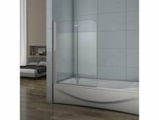 Pare baignoire 120x140cm verre anticalcaire et sablé au central aica écran de baignoire pivotant