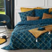 Parure de lit imprimée nature colorée - Bleu Canard