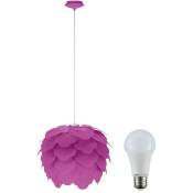 Plafonnier pendule design luminaire violet dans un