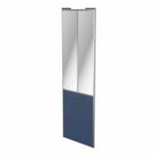 Porte de placard coulissante atelier vitrée bleu avec